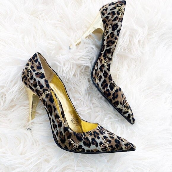 Baby Phat Leopard Print Gold Heels Vintage Y2K Customized 🎉HOST PICK 🎉 - Picture 9 of 12